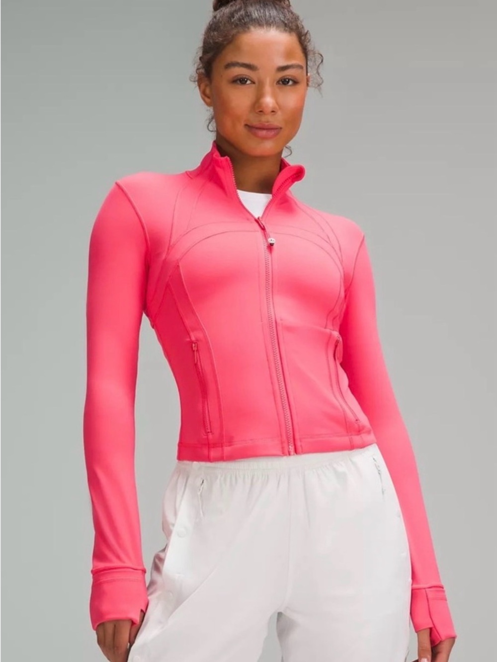 lululemon athletica  cropped Nulu Coral Pink Jacket